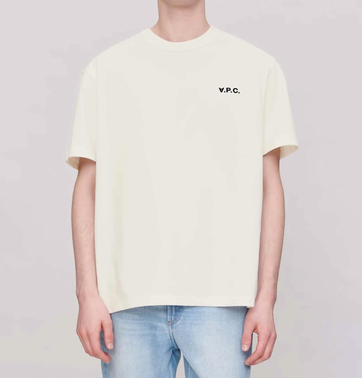 A.P.C. Boxy Petit VPC T-Shirt in Ecru/Dark Green