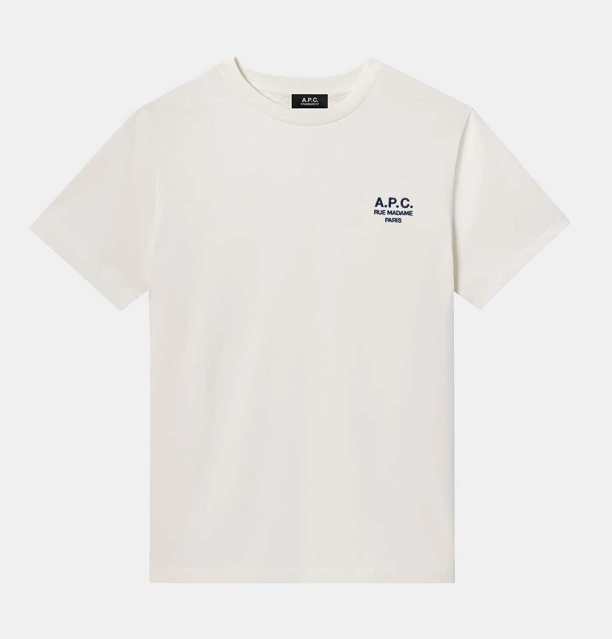 A.P.C. Standard Rue Madame T-Shirt in Heather Ecru/Dark Navy