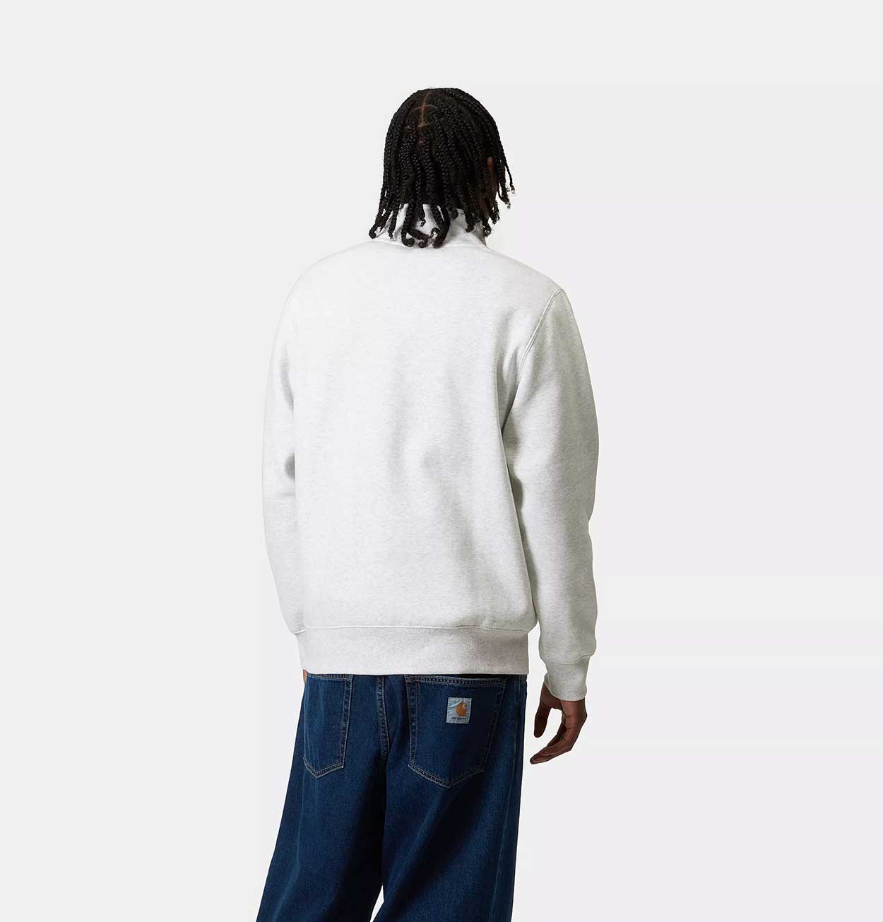 Carhartt WIP Chase Neck Zip Sweatshirt in Ash Heather