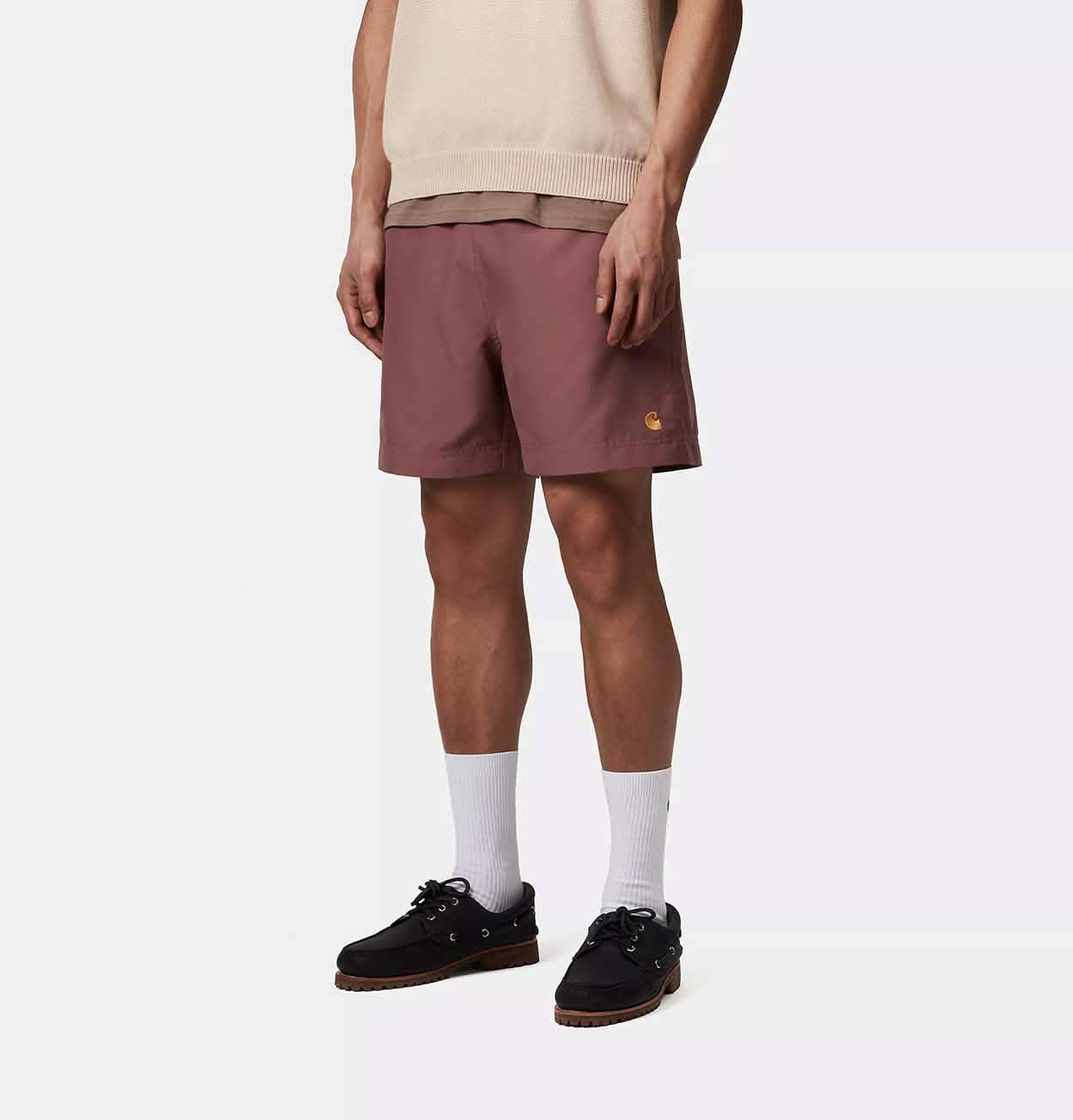 Carhartt WIP Chase Swim Trunks in Dusky Pink