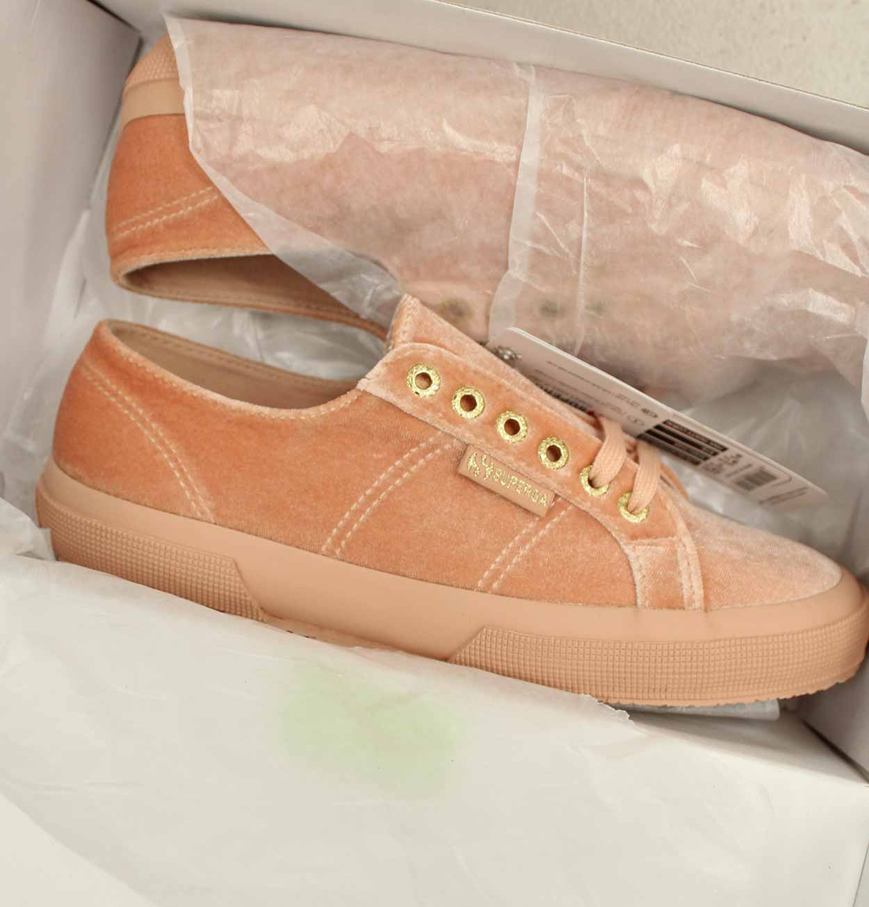 Superga 2750 Velvet Shoes in Pink Dusty Coral
