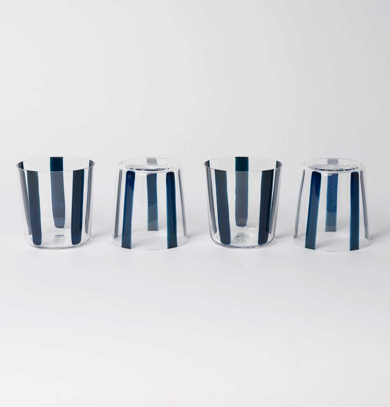 The Conran Shop Nova Stripe Tumbler – Navy 360ml – Set of 4