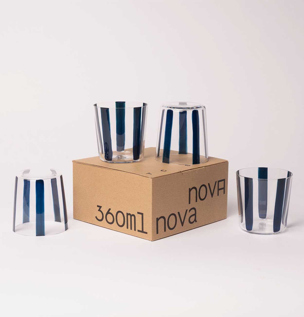 The Conran Shop Nova Stripe Tumbler – Navy 360ml – Set of 4