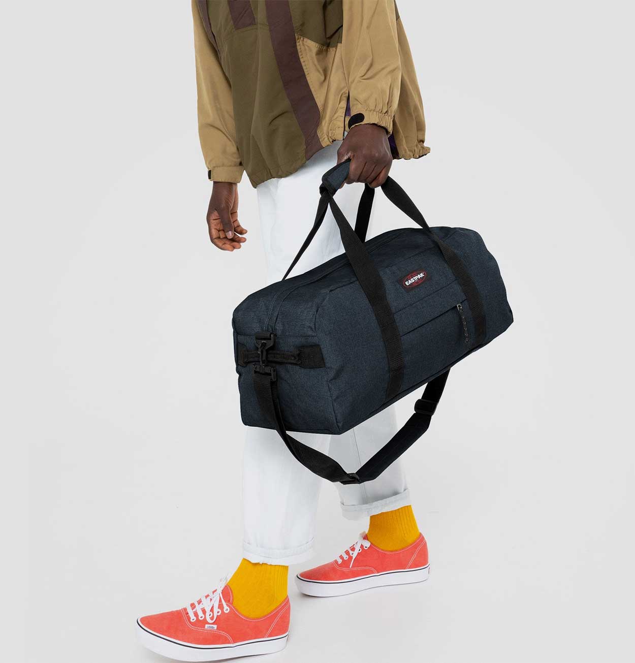 Eastpak Stand+ Small Duffle Bag in Triple Denim Blue