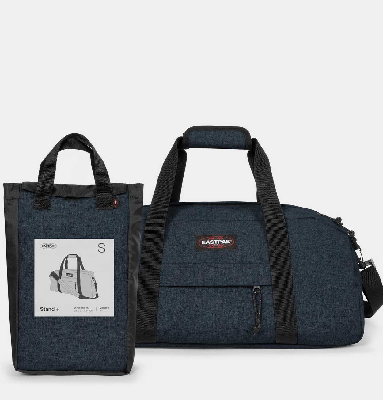 Eastpak Stand+ Small Duffle Bag in Triple Denim Blue