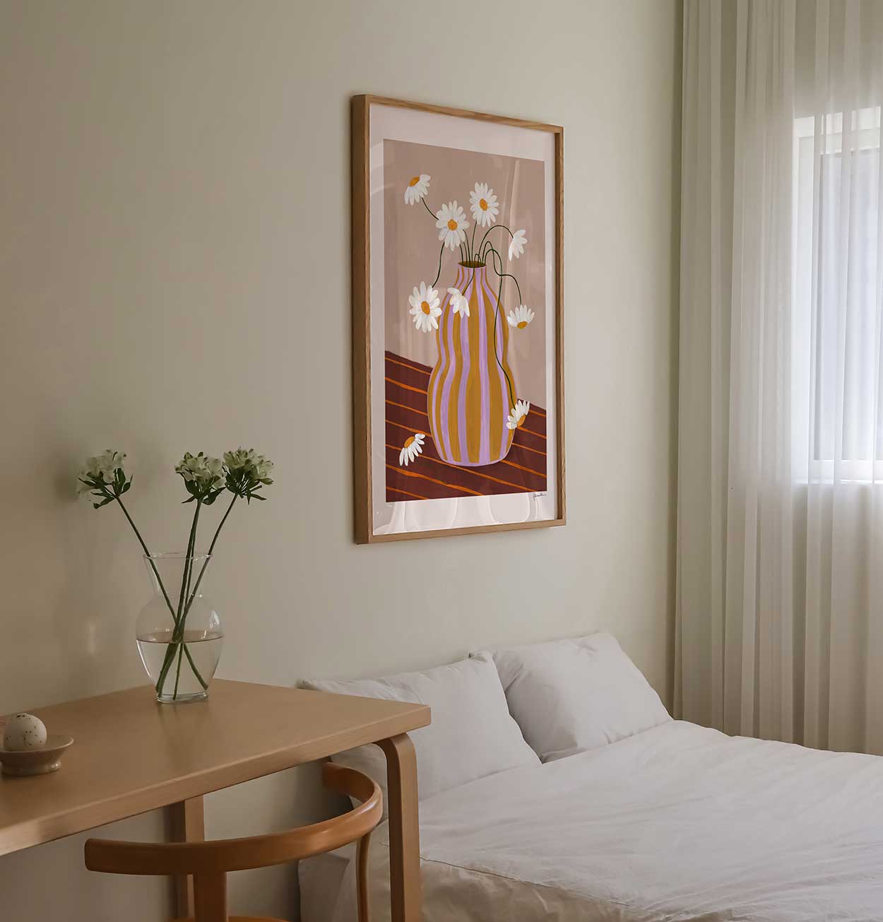 Frankie Penwill Print – Daisies in Striped Vase