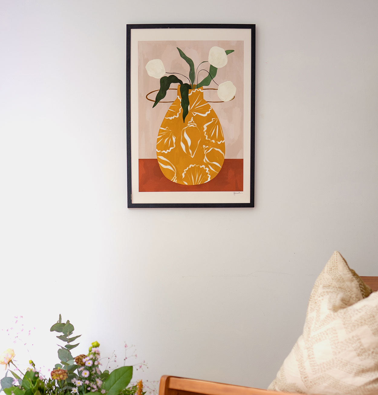 Frankie Penwill Print – White Flowers in Shell Vase