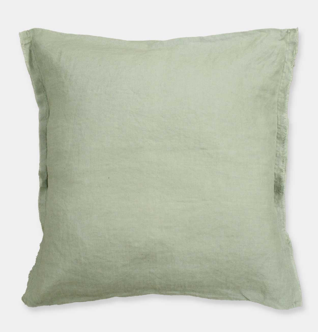 Linen Frayed Edge Cushion in Sage – 45 cm