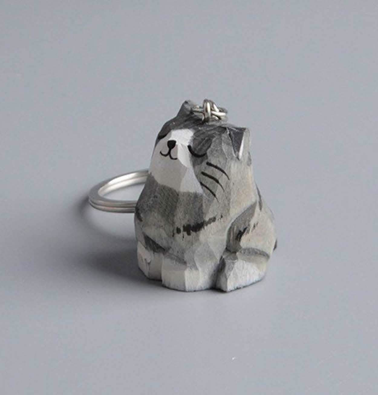 Gohobi Hand Crafted Wooden Cat – Grey