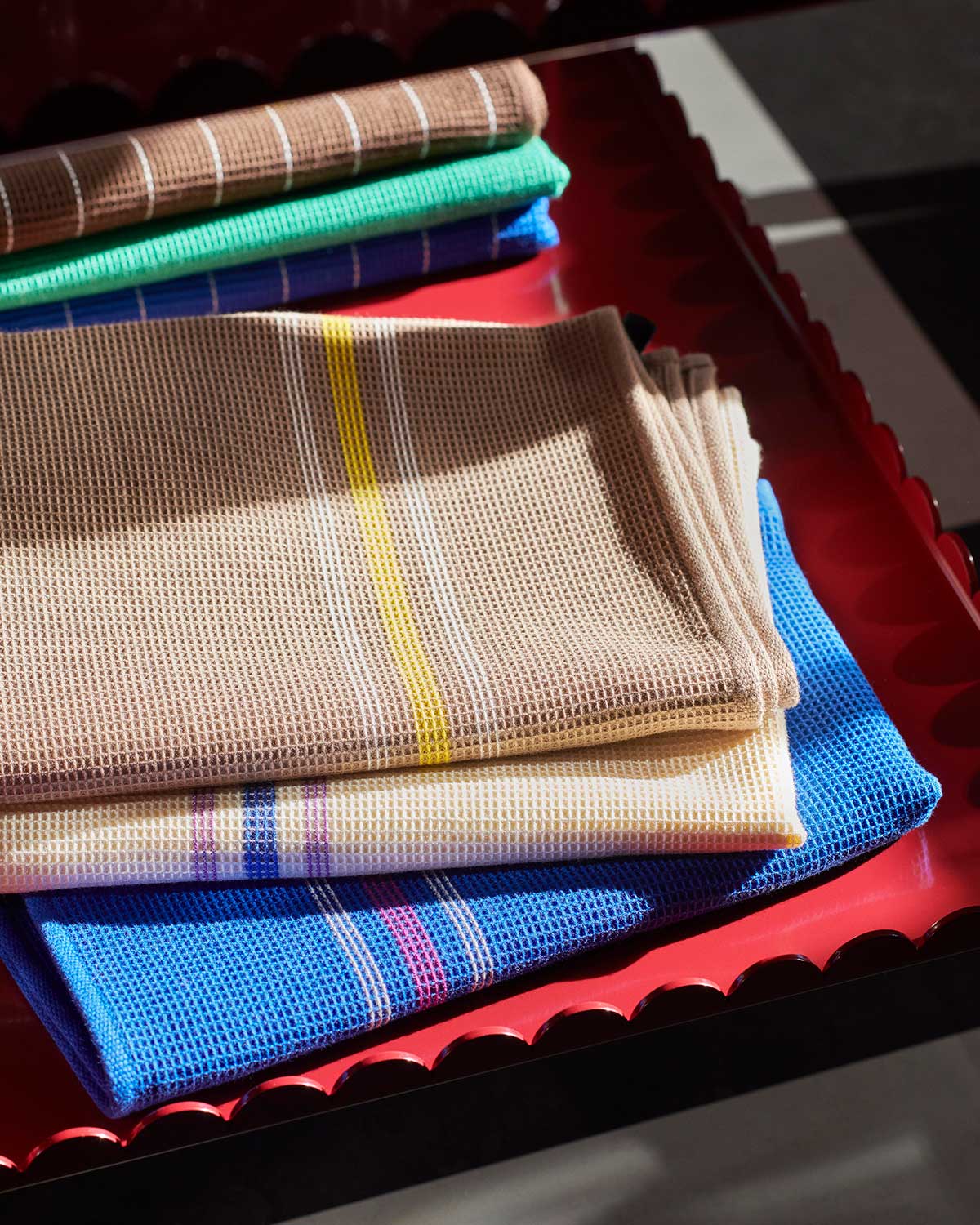 HAY Canteen Tea Towel in Beige & Yellow