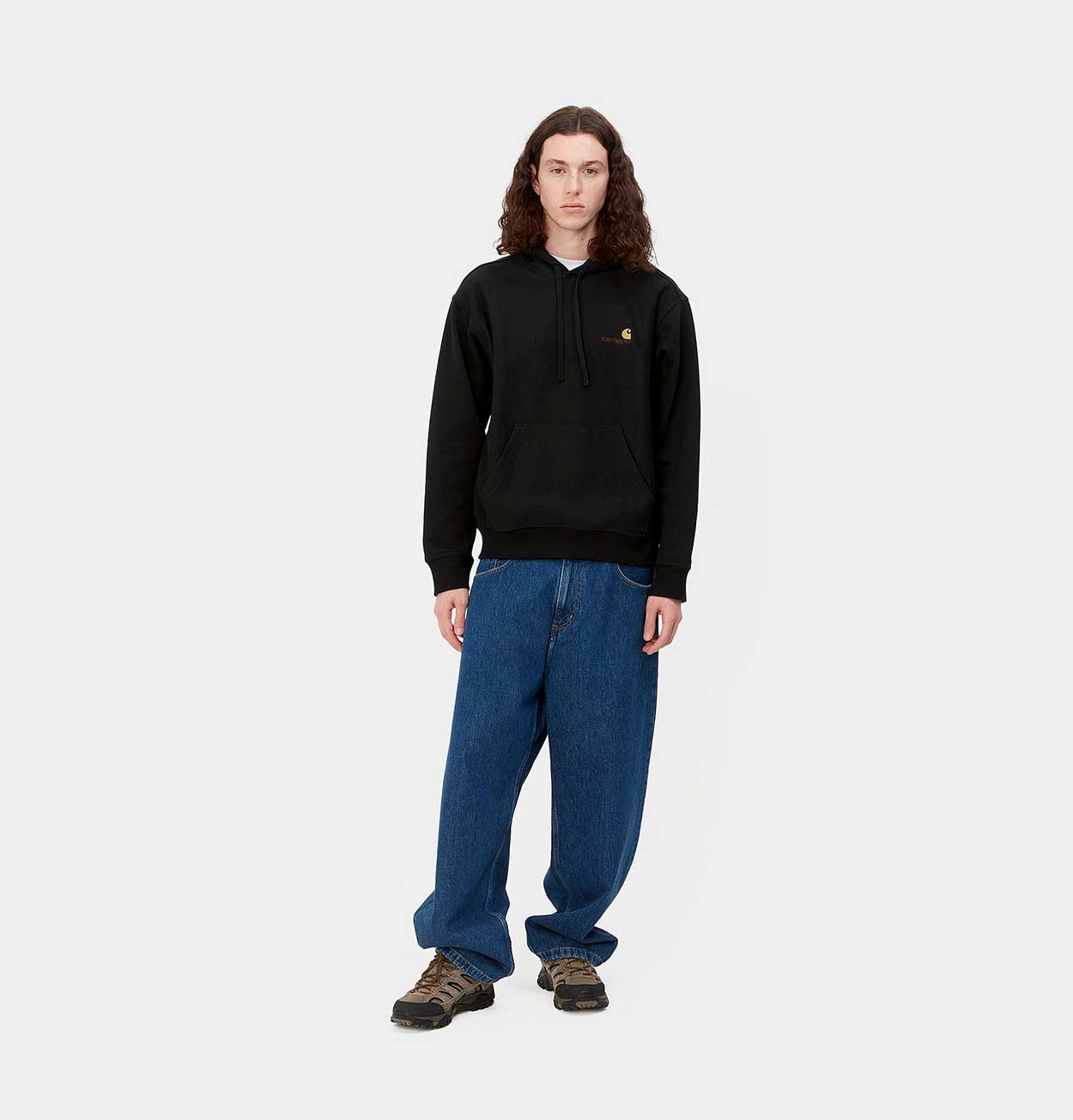 Carhartt WIP Hooded American Script Sweatshirt in Black