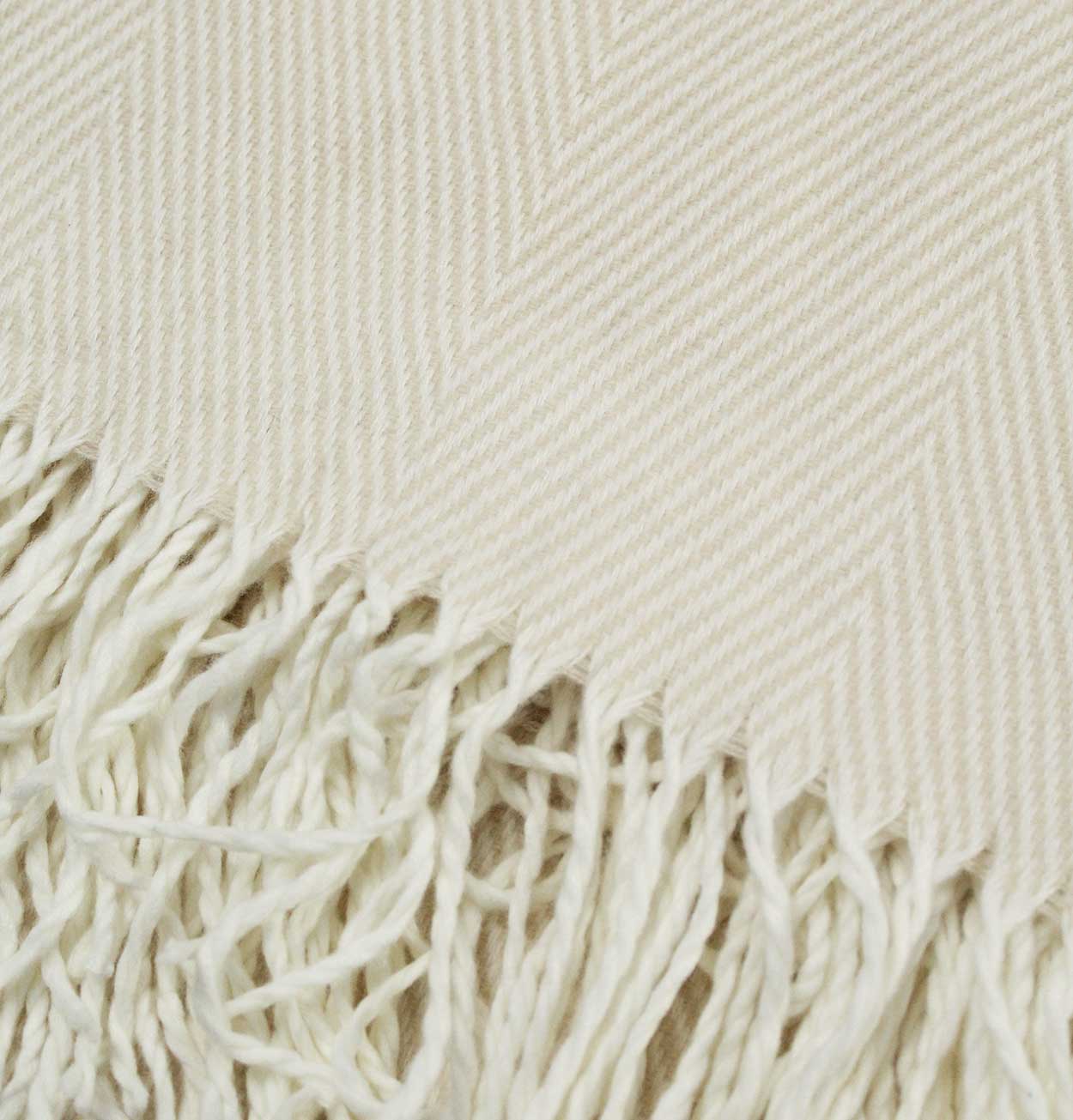 Herringbone Pattern Throw in Off White