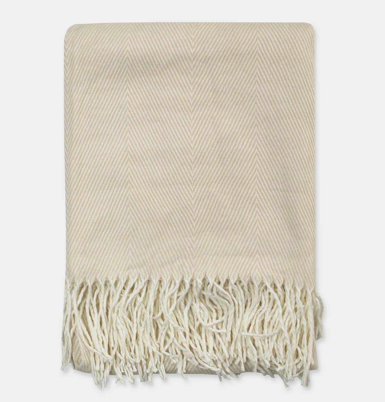 Herringbone Pattern Throw in Off White