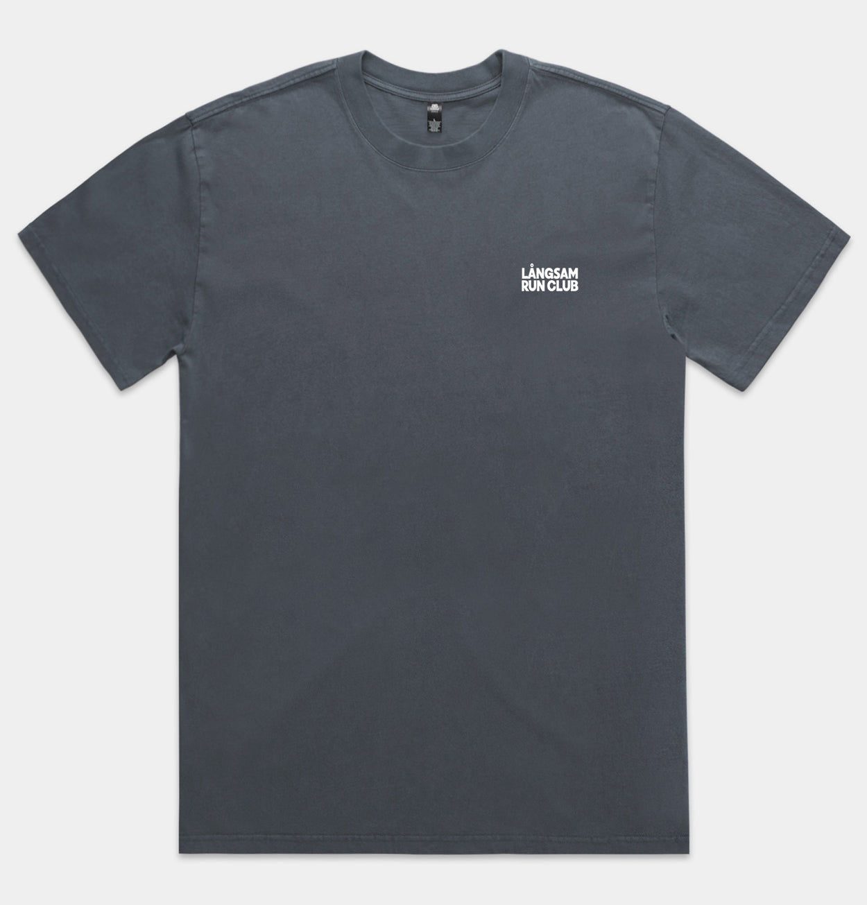 Långsam Run Club Heavy Faded Logo T-Shirt in Indigo