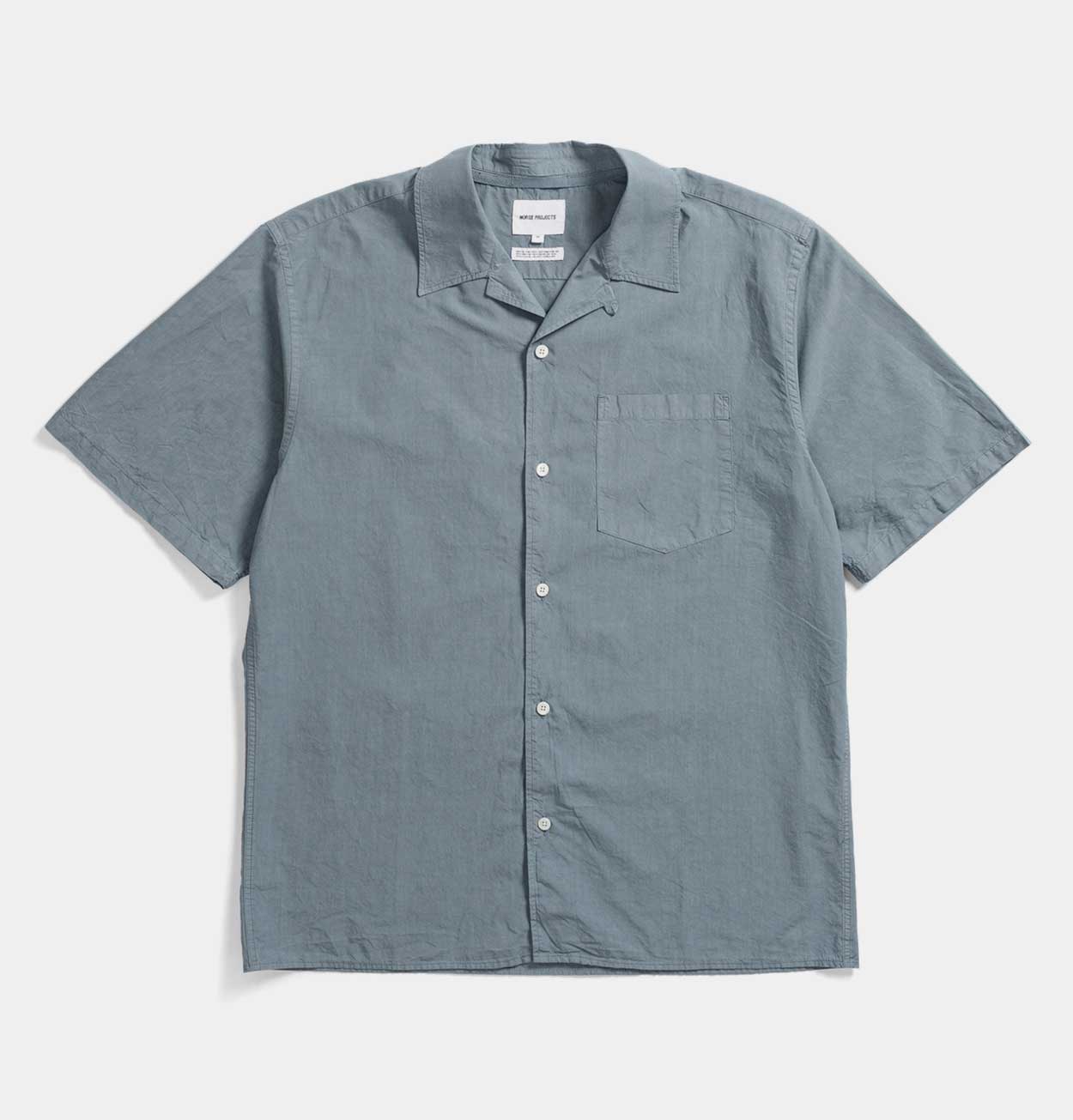 Norse Projects Carsten Cotton Tencel Shirt in Light Stone Blue