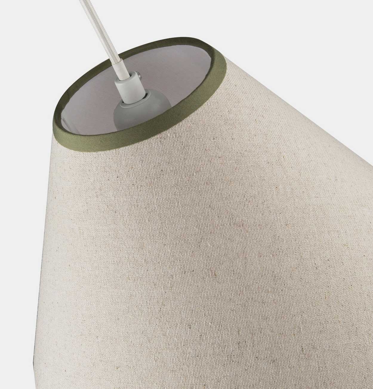 Scallop Edge Natural Linen Lampshade with Olive Green Trim