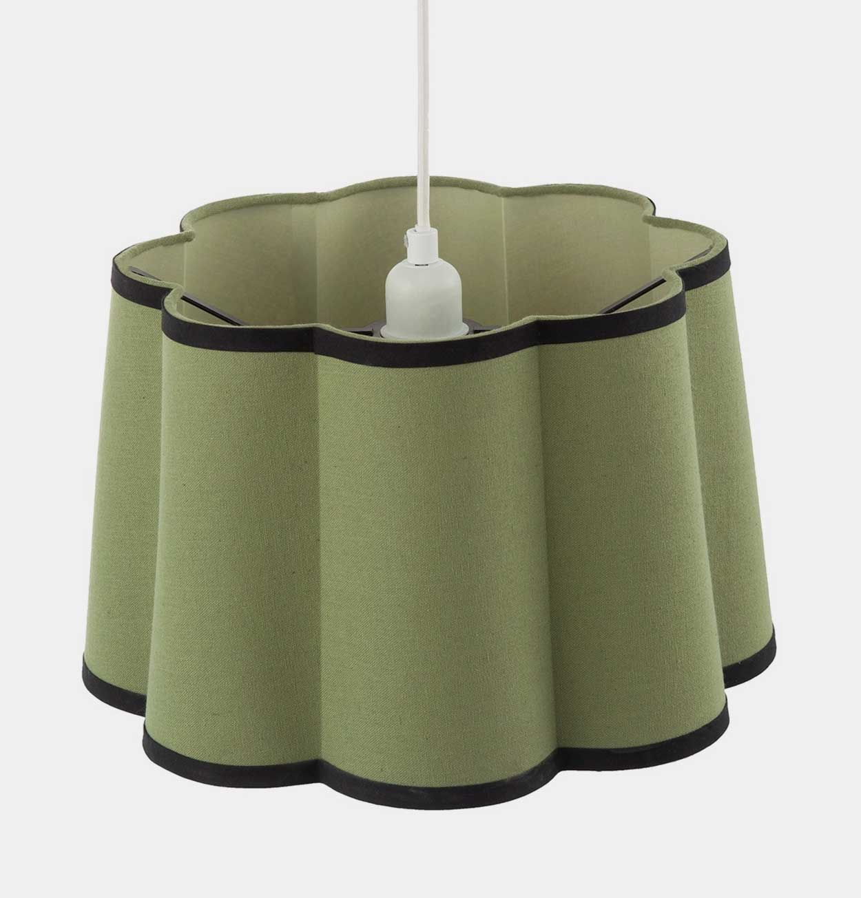 Scallop Edge Natural Linen Drum Lampshade