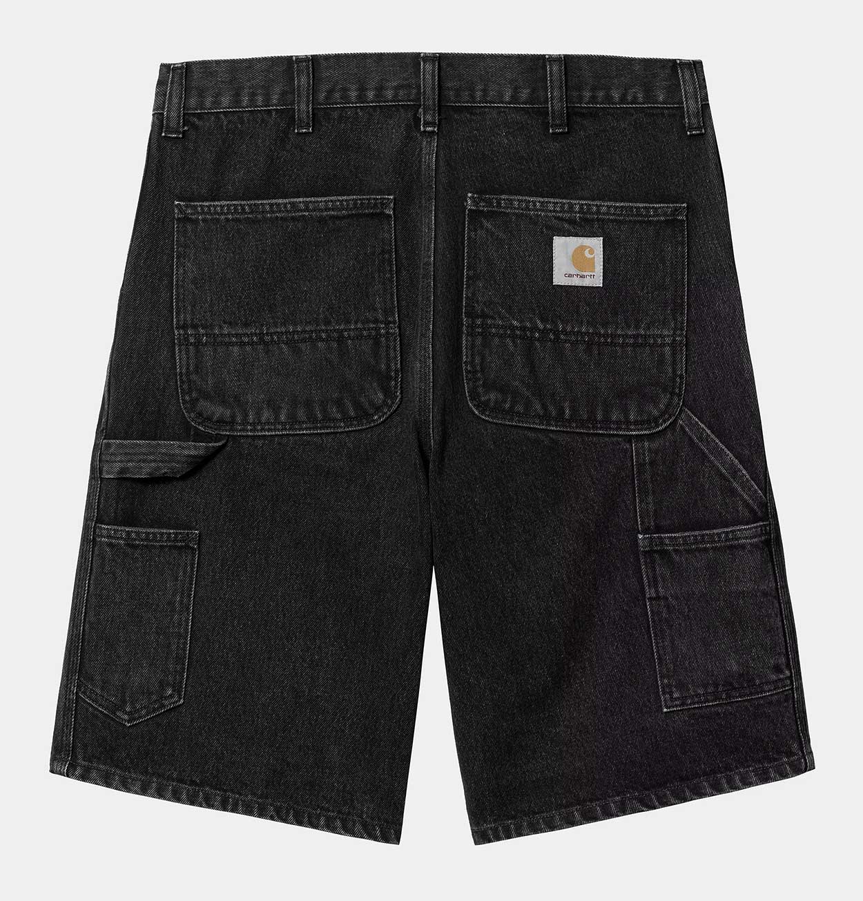 Carhartt WIP Single Knee Short in Black Stone Washed