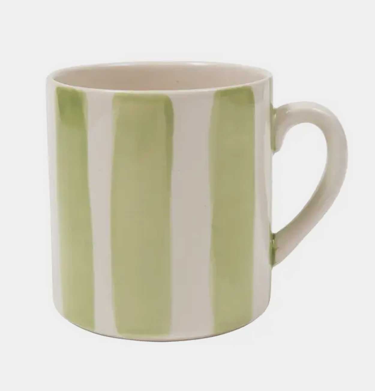 Handmade Striped Ceramic Mug – Sage