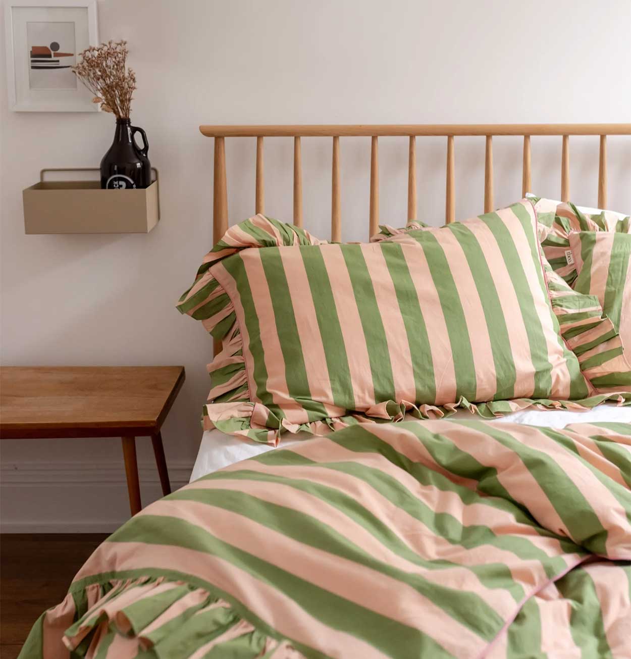 TBCo Cotton Duvet Cover – Double – Green Stripe
