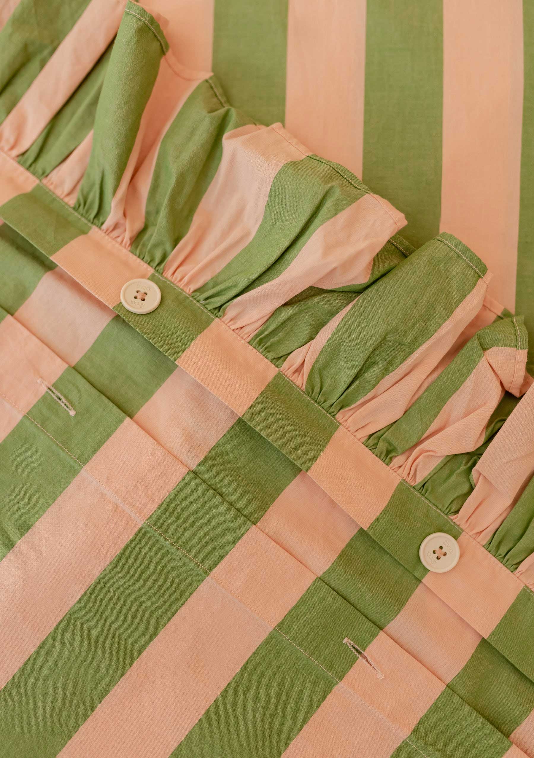 TBCo Cotton Duvet Cover – Double – Green Stripe
