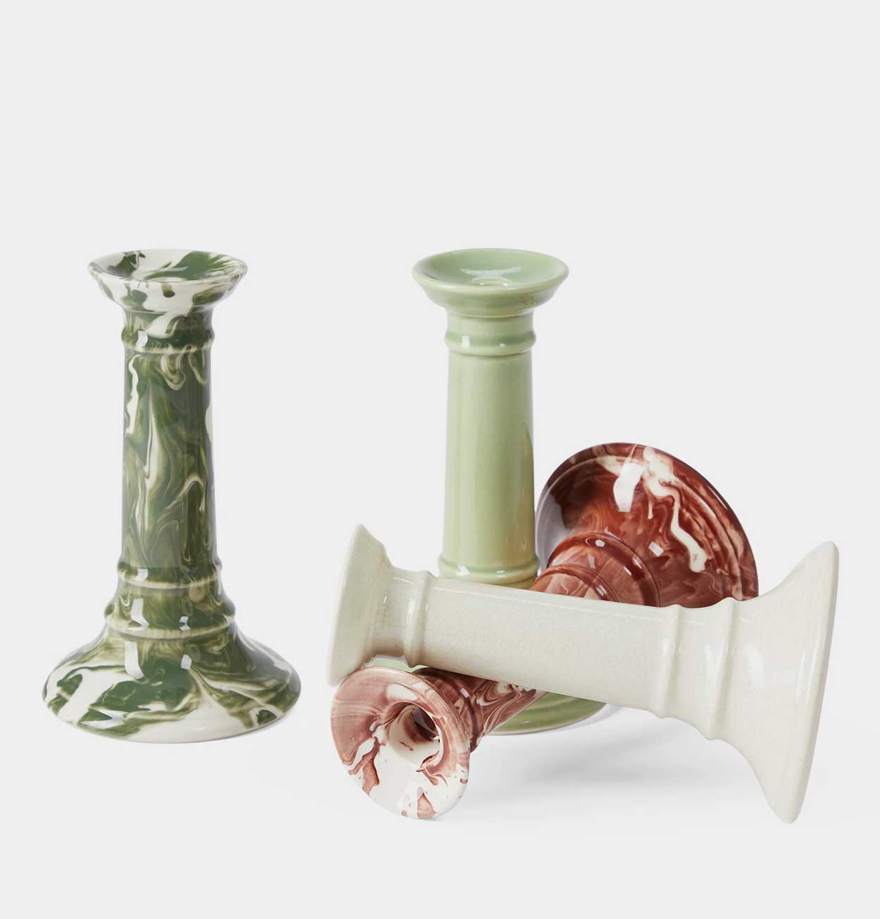 The Conran Shop Crackle Wardour Candlestick in Celadon
