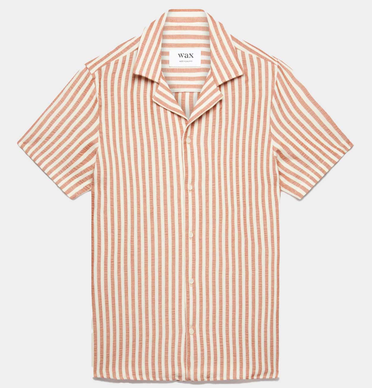 Wax London Didcot Shirt in Rust & Ecru