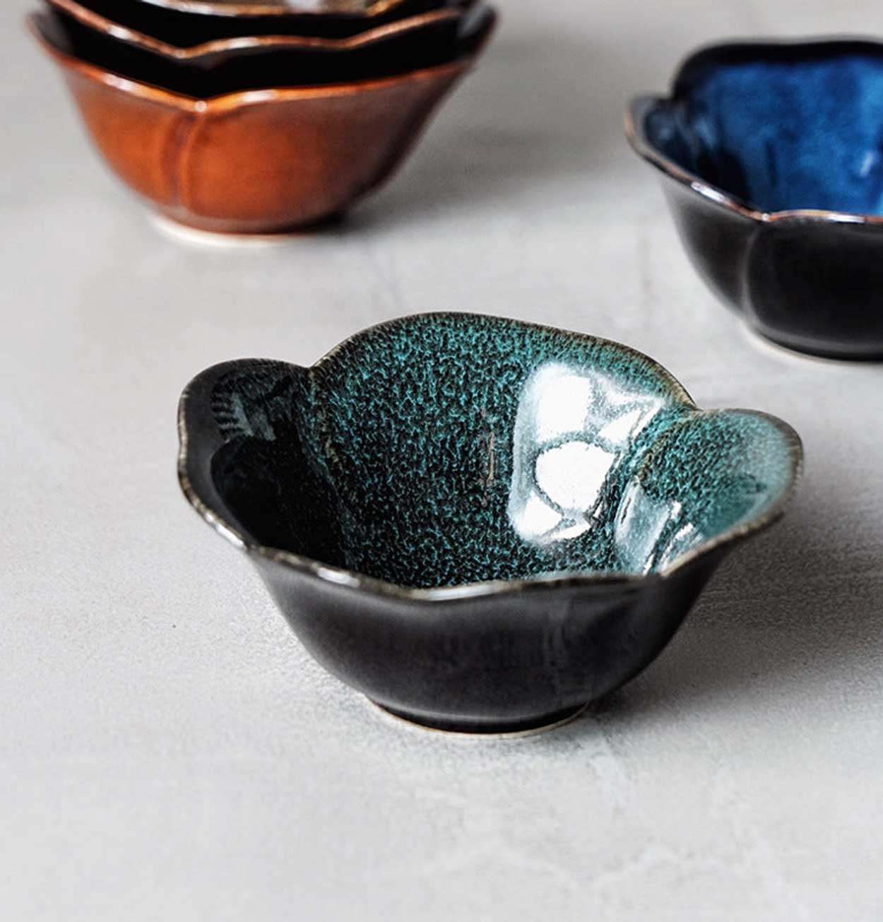 Gohobi Floral Edge Ceramic Bowl in Green
