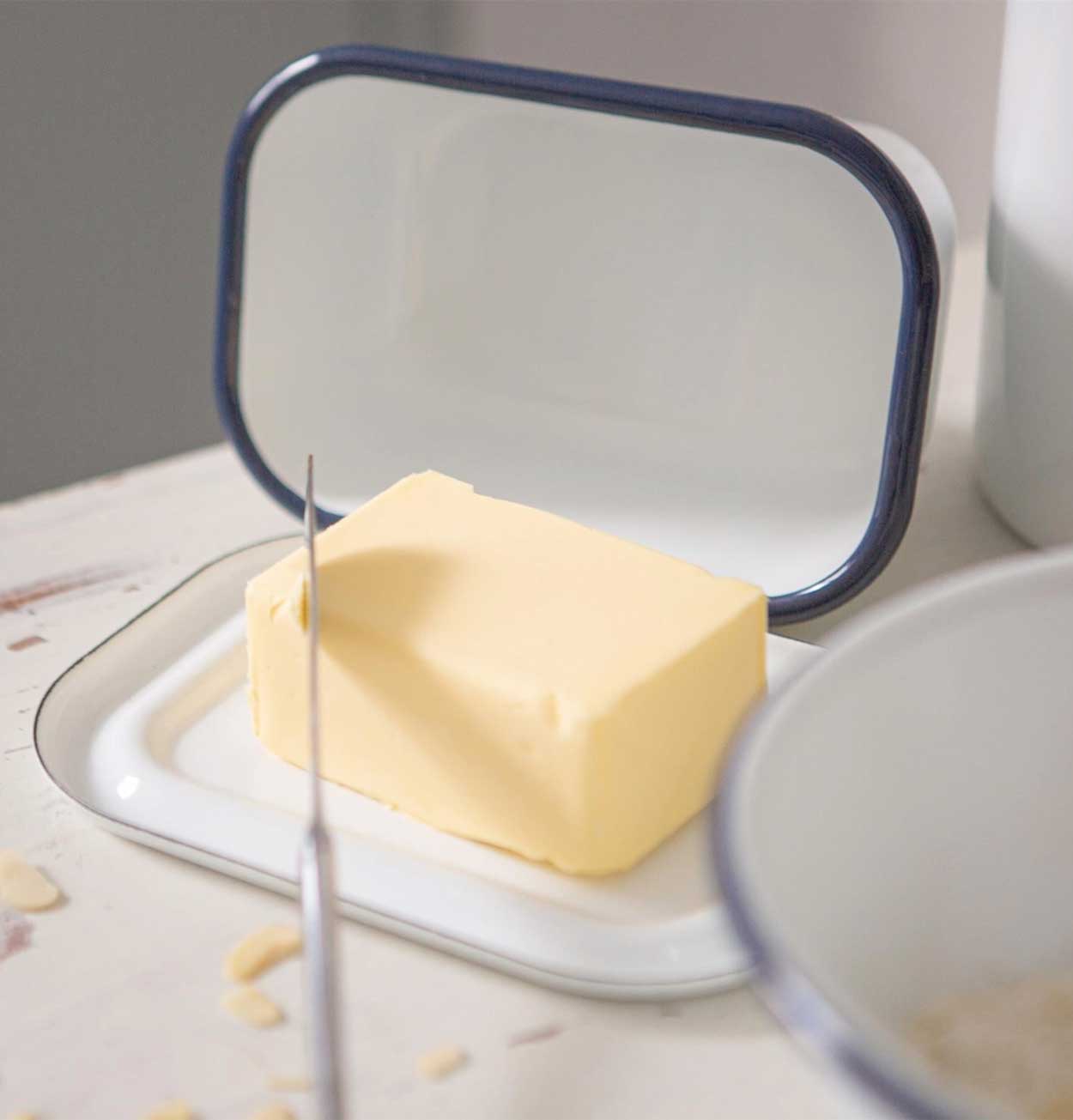 Argon Tableware White Enamel Butter Dish