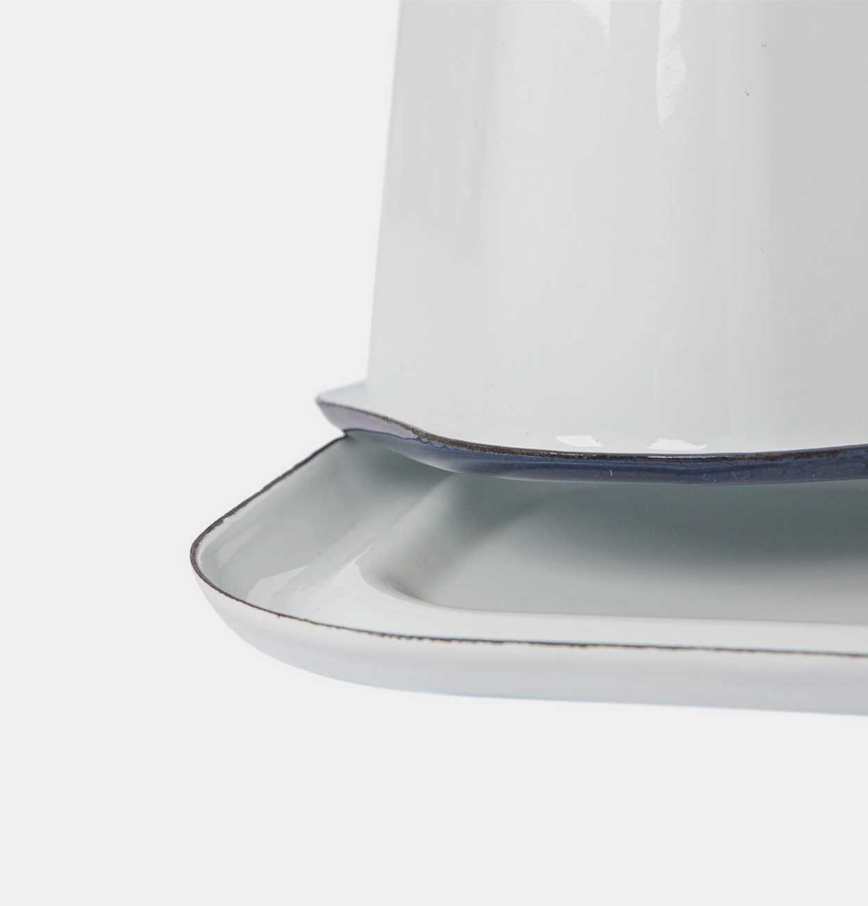 Argon Tableware White Enamel Butter Dish