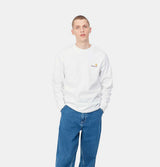 Carhartt WIP Long Sleeve American Script T-Shirt in White