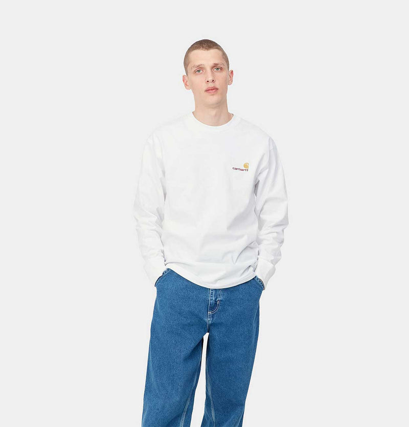 Carhartt WIP Long Sleeve American Script T-Shirt in White