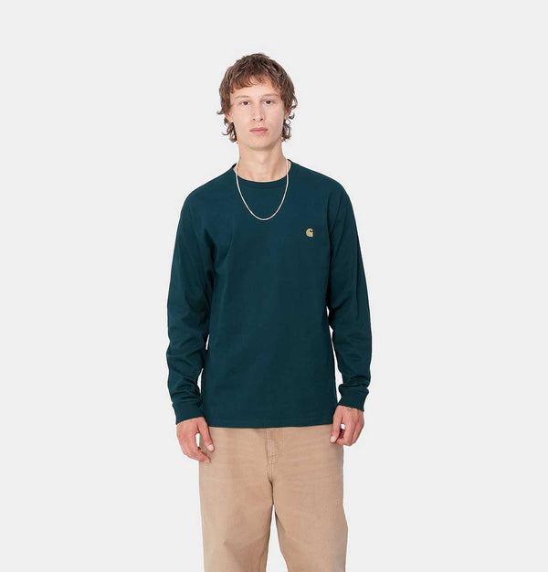 Carhartt WIP Long Sleeve Chase T-Shirt in Duck Blue