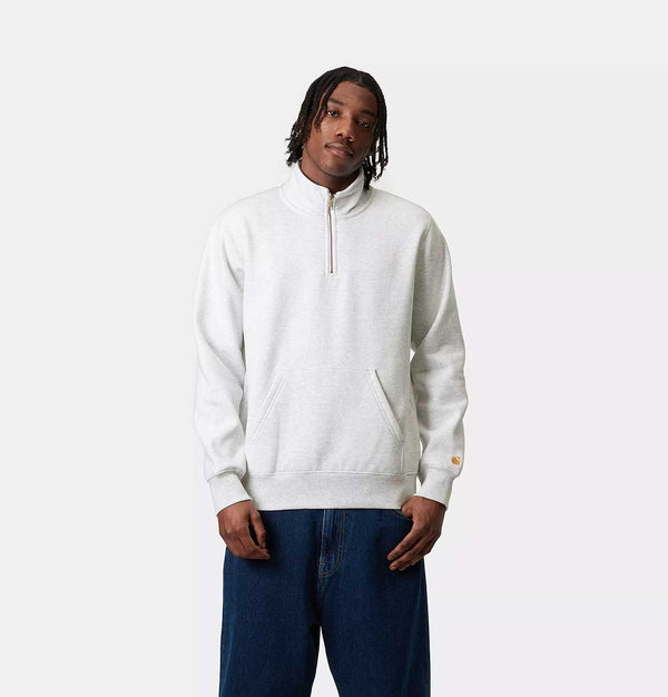 Carhartt WIP Chase Neck Zip Sweatshirt in Ash Heather