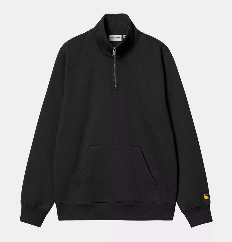 Carhartt WIP Chase Neck Zip Sweatshirt in Black