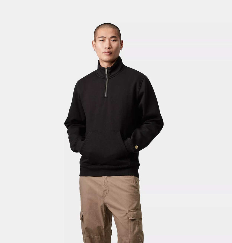 Carhartt WIP Chase Neck Zip Sweatshirt in Black