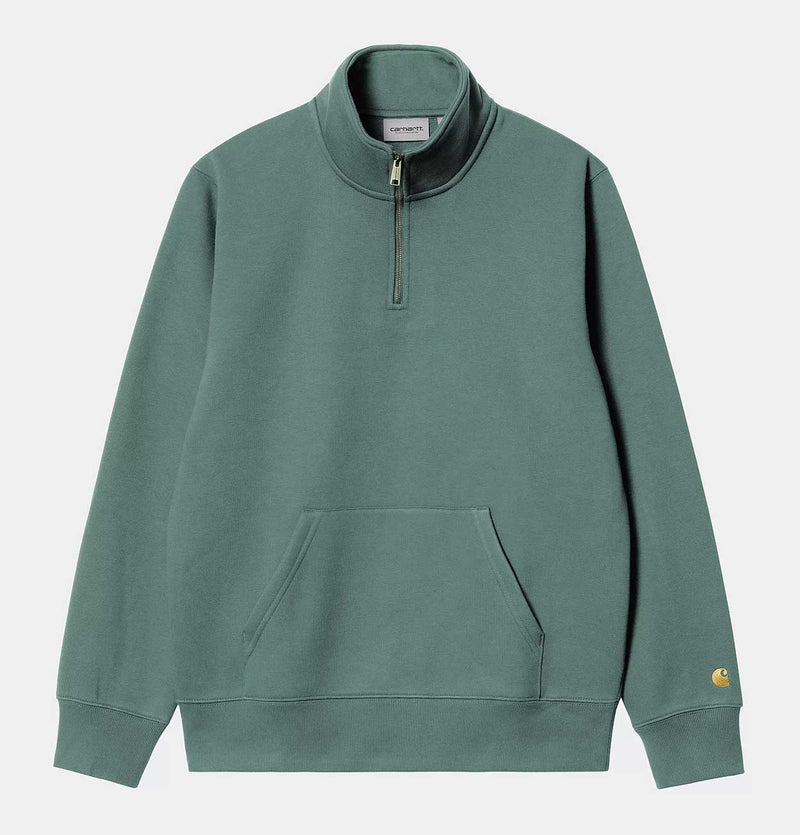 Carhartt WIP Chase Neck Zip Sweatshirt in Silver Pine