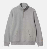 Carhartt WIP Chase Neck Zip Sweat in Grey Heather