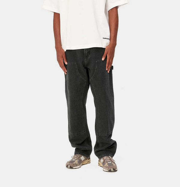 Carhartt WIP Double Knee Pant in Black Stone Washed