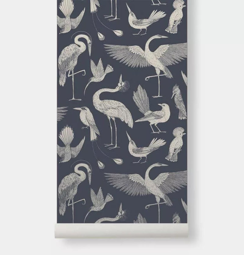 ferm LIVING Katie Scott Birds Wallpaper – Dark Blue