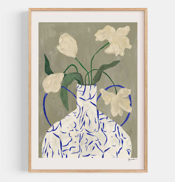 Frankie Penwill Print – Off White Flowers in Lady Vase