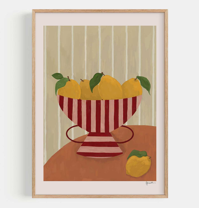 Frankie Penwill Print – Lemons in Striped Bowl