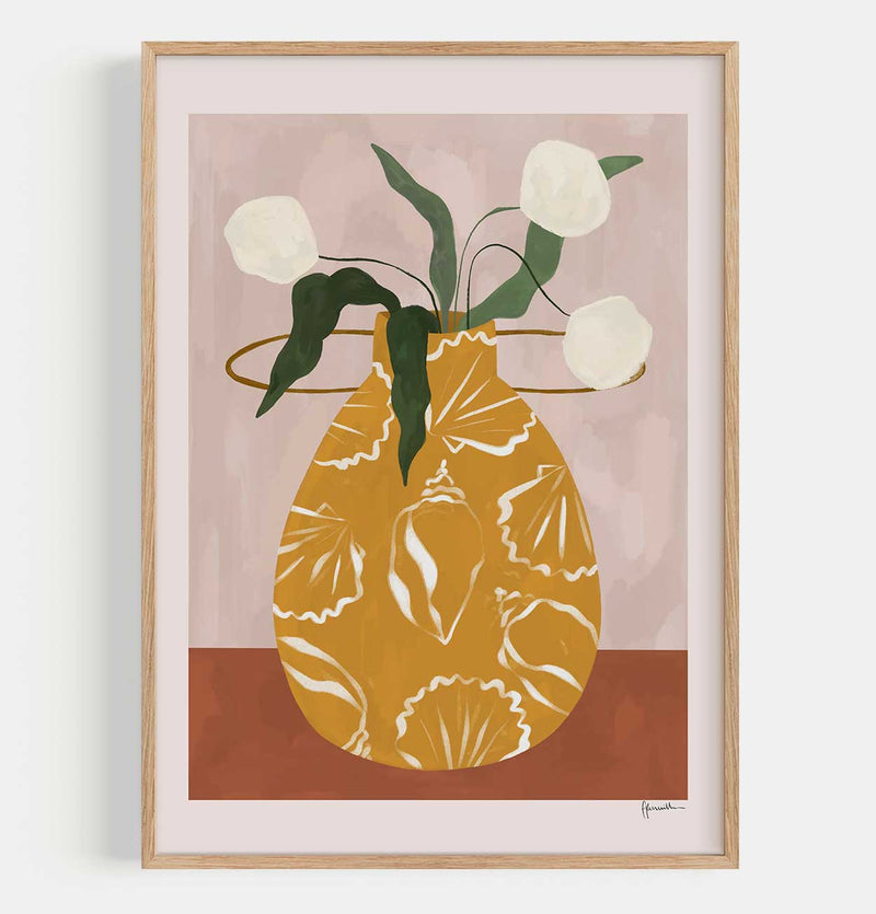 Frankie Penwill Print – White Flowers in Shell Vase