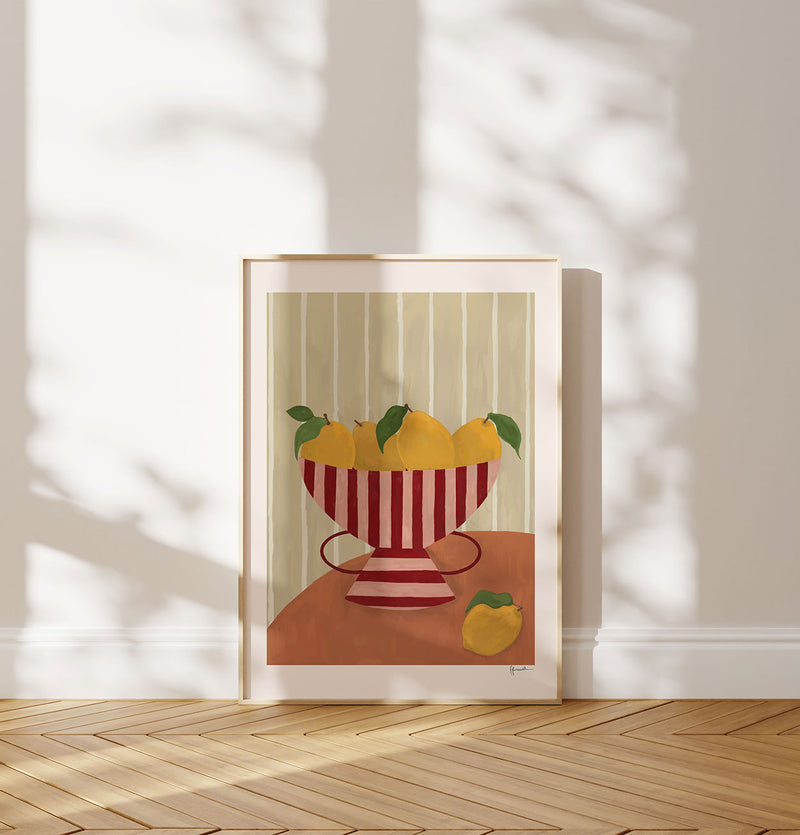 Frankie Penwill Print – Lemons in Striped Bowl