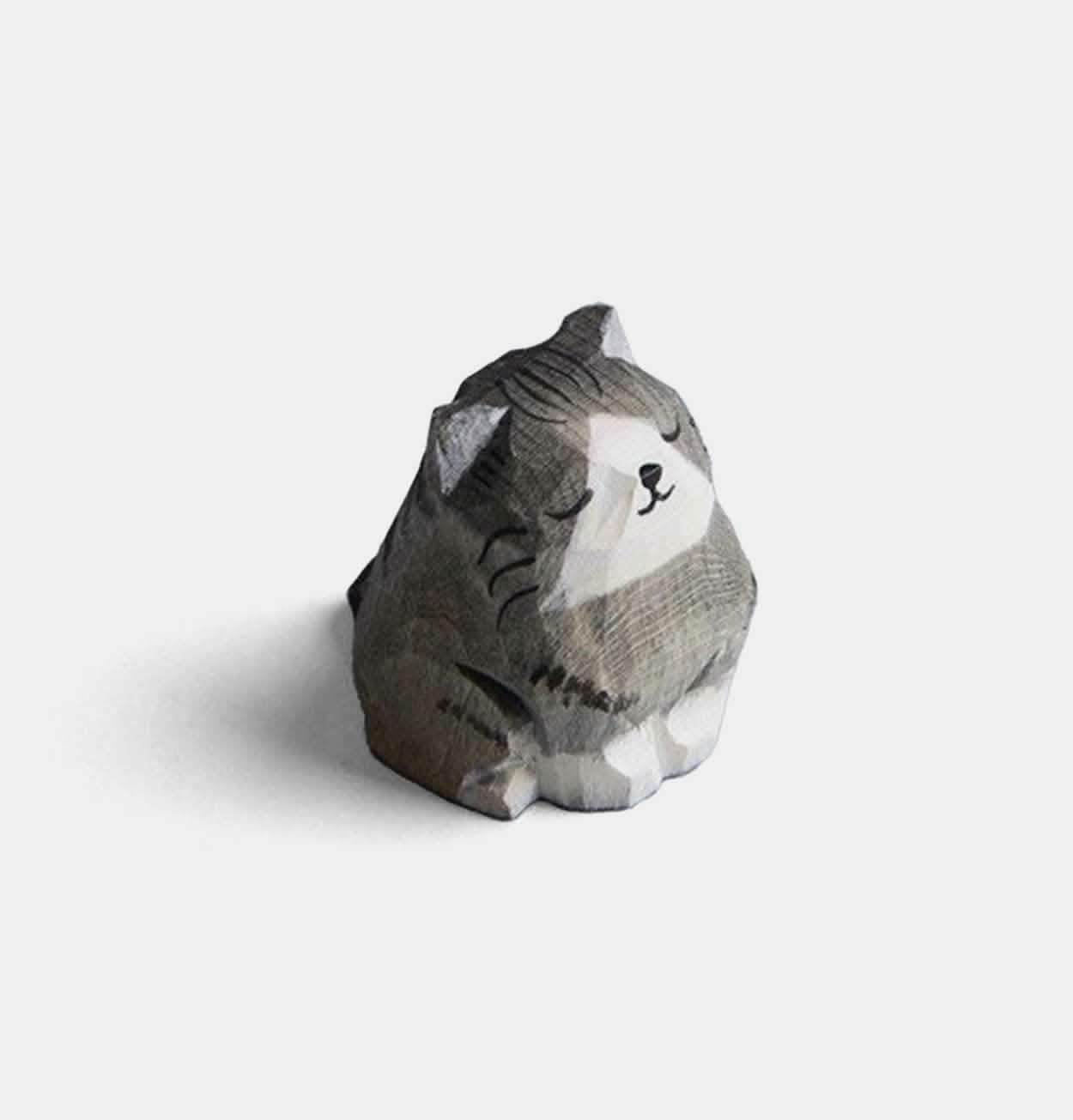 Gohobi Hand Crafted Wooden Cat – Grey