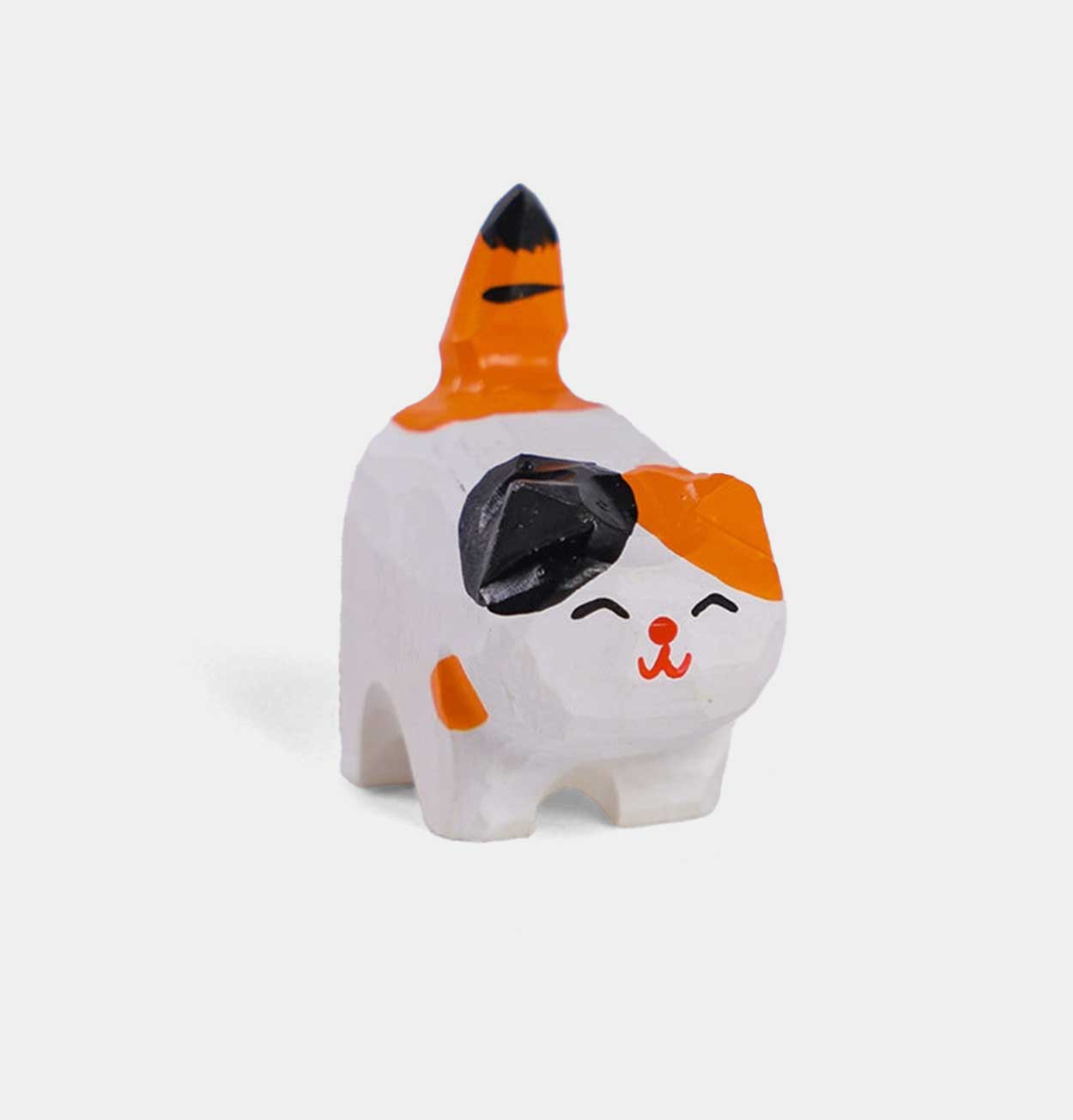 Gohobi Hand Crafted Wooden Cat – Orange & White