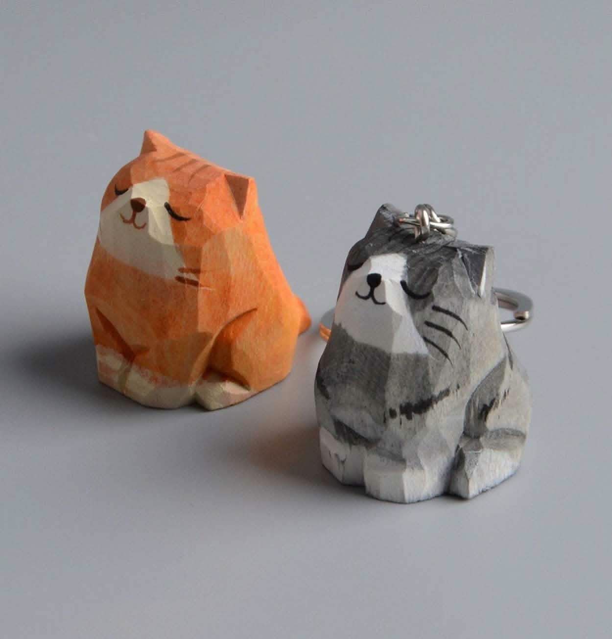 Gohobi Hand Crafted Wooden Cat – Grey