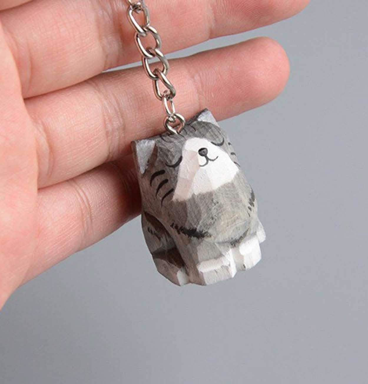 Gohobi Hand Crafted Wooden Cat – Grey