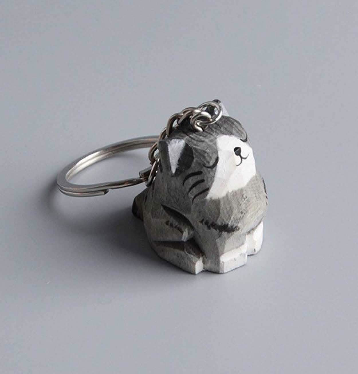Gohobi Hand Crafted Wooden Cat – Grey