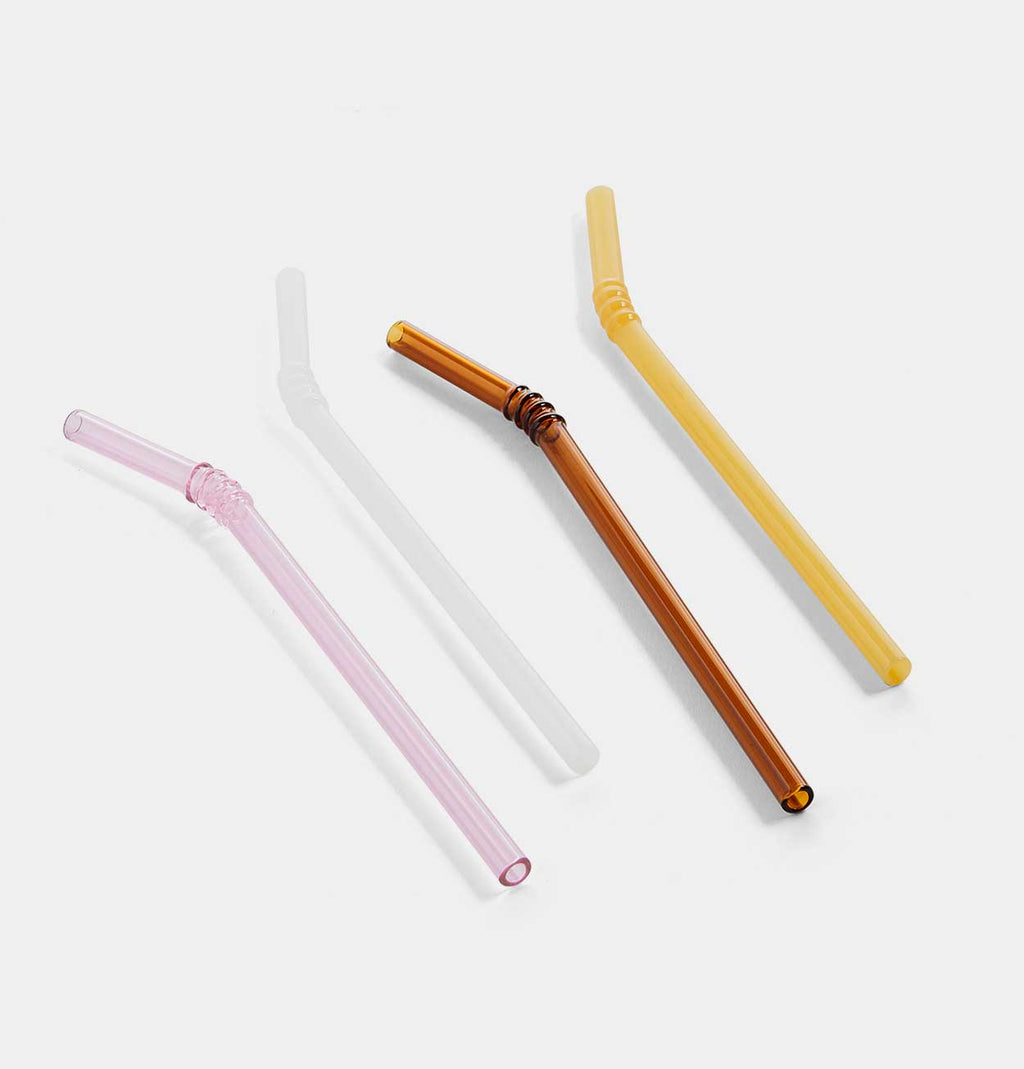 Glass Straws by Rustic Horse.Pack of 4 with Brush (Colour Mix